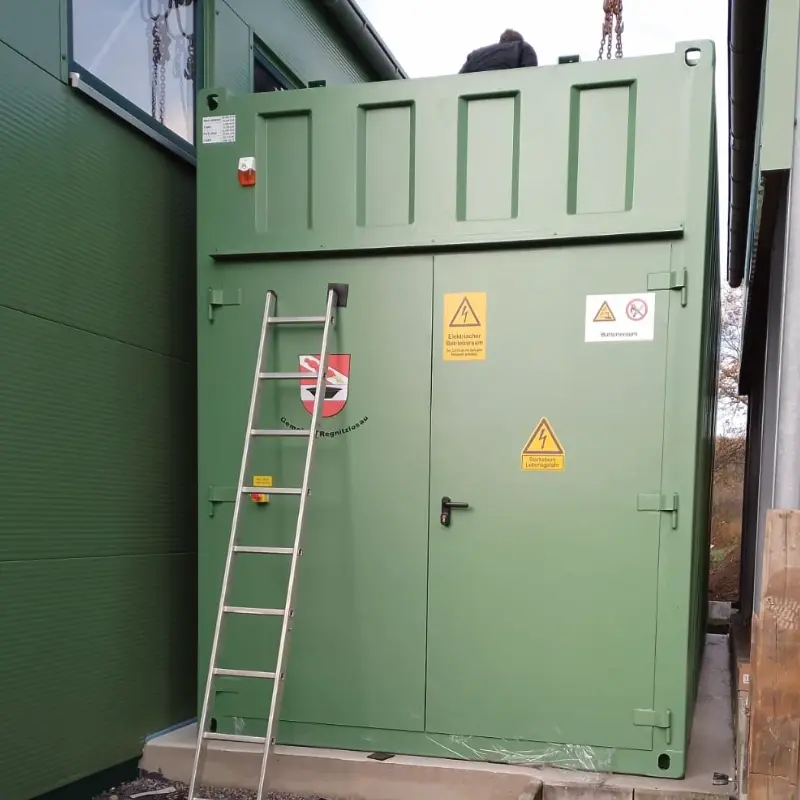 Batteriecontainer an der Kläranlage Regnitzlosau